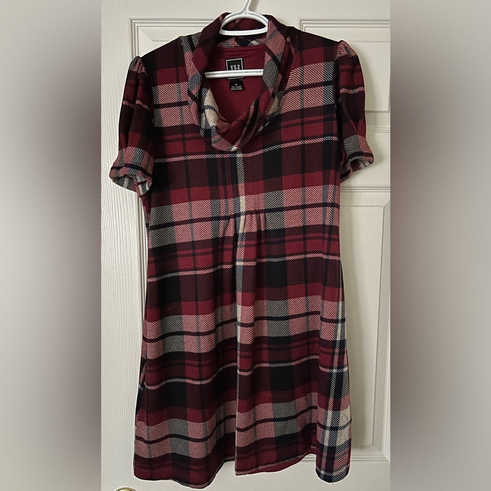 Plaid Cowl Neck Dress